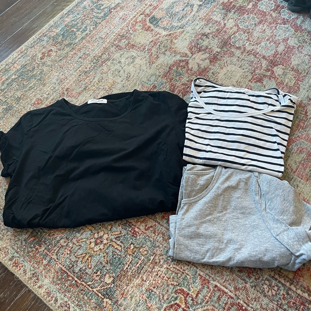 Maternity T-Shirt Bundle - Black, Striped, Gray